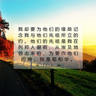 Picture 07 - 利 未 记 26:45 CUVS - 我 却 要 为 他 们 的 缘 故 记 念 我 - Bible Verse Picture