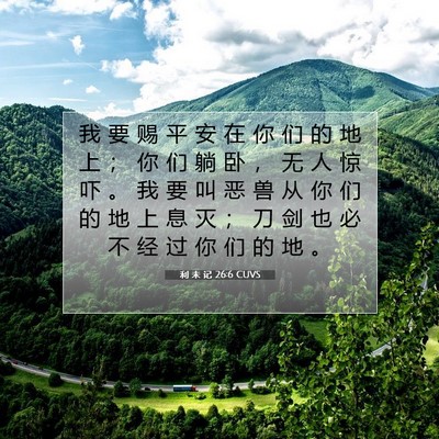 Picture 07 - 利 未 记 26:6 CUVS - 我 要 赐 平 安 在 你 们 的 地 上 ； - Bible Verse Picture