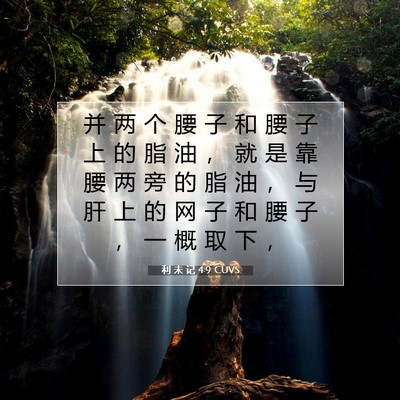 Picture 07 - 利 未 记 4:9 CUVS - 并 两 个 腰 子 和 腰 子 上 的 脂 油 - Bible Verse Picture