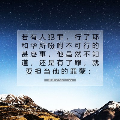 Picture 07 - 利 未 记 5:17 CUVS - 若 有 人 犯 罪 ， 行 了 耶 和 华 所 - Bible Verse Picture