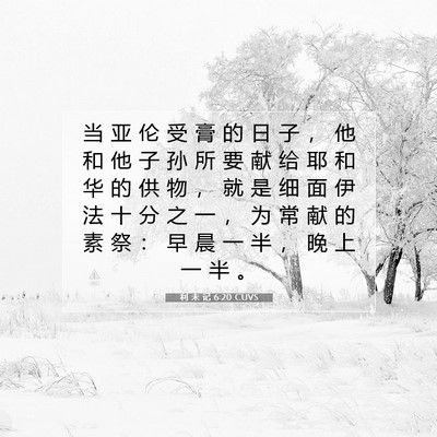 Picture 07 - 利 未 记 6:20 CUVS - 当 亚 伦 受 膏 的 日 子 ， 他 和 他 - Bible Verse Picture
