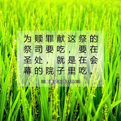 Picture 07 - 利 未 记 6:26 CUVS - 为 赎 罪 献 这 祭 的 祭 司 要 吃 ， - Bible Verse Picture