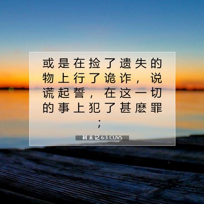 Picture 07 - 利 未 记 6:3 CUVS - 或 是 在 捡 了 遗 失 的 物 上 行 了 - Bible Verse Picture