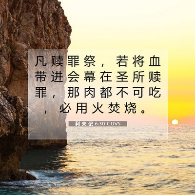 Picture 07 - 利 未 记 6:30 CUVS - 凡 赎 罪 祭 ， 若 将 血 带 进 会 幕 - Bible Verse Picture