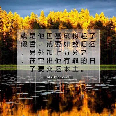 Picture 07 - 利 未 记 6:5 CUVS - 或 是 他 因 甚 麽 物 起 了 假 誓 ， - Bible Verse Picture