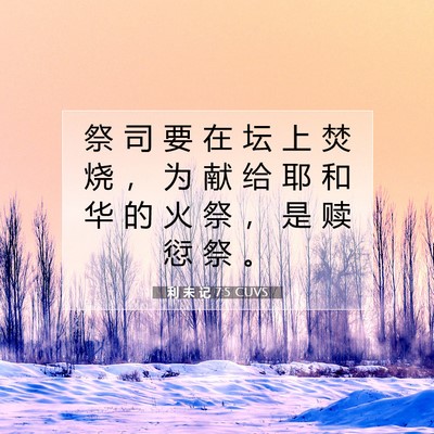 Picture 07 - 利 未 记 7:5 CUVS - 祭 司 要 在 坛 上 焚 烧 ， 为 献 给 - Bible Verse Picture