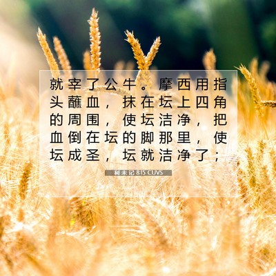 Picture 07 - 利 未 记 8:15 CUVS - 就 宰 了 公 牛 。 摩 西 用 指 头 蘸 - Bible Verse Picture