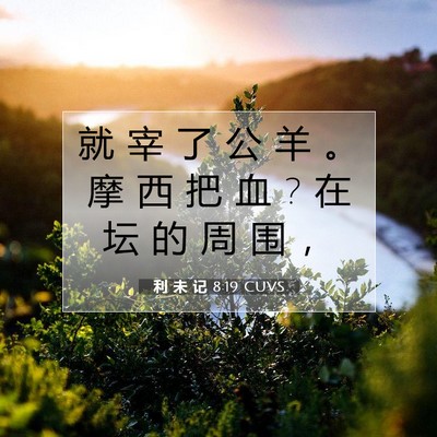 Picture 07 - 利 未 记 8:19 CUVS - 就 宰 了 公 羊 。 摩 西 把 血 ? 在 坛 - Bible Verse Picture