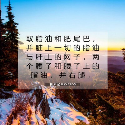 Picture 07 - 利 未 记 8:25 CUVS - 取 脂 油 和 肥 尾 巴 ， 并 脏 上 一 - Bible Verse Picture