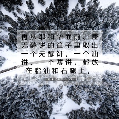 Picture 07 - 利 未 记 8:26 CUVS - 再 从 耶 和 华 面 前 、 盛 无 酵 饼 - Bible Verse Picture