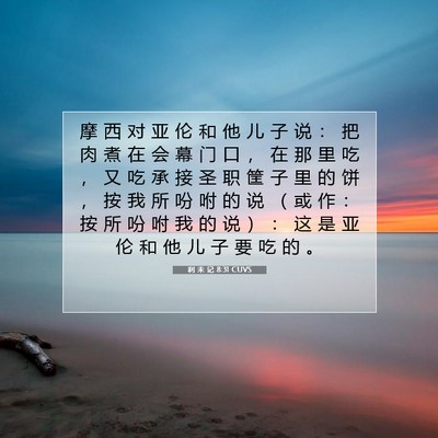 Picture 07 - 利 未 记 8:31 CUVS - 摩 西 对 亚 伦 和 他 儿 子 说 ： 把 - Bible Verse Picture