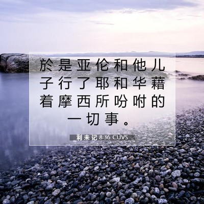 Picture 07 - 利 未 记 8:36 CUVS - 於 是 亚 伦 和 他 儿 子 行 了 耶 和 - Bible Verse Picture