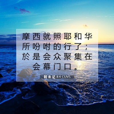 Picture 07 - 利 未 记 8:4 CUVS - 摩 西 就 照 耶 和 华 所 吩 咐 的 行 - Bible Verse Picture