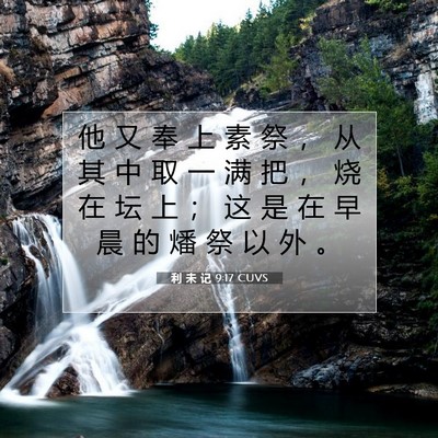 Picture 07 - 利 未 记 9:17 CUVS - 他 又 奉 上 素 祭 ， 从 其 中 取 一 - Bible Verse Picture