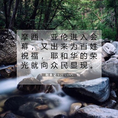 Picture 07 - 利 未 记 9:23 CUVS - 摩 西 、 亚 伦 进 入 会 幕 ， 又 出 - Bible Verse Picture