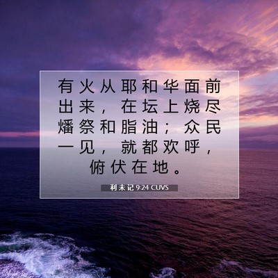 Picture 07 - 利 未 记 9:24 CUVS - 有 火 从 耶 和 华 面 前 出 来 ， 在 - Bible Verse Picture