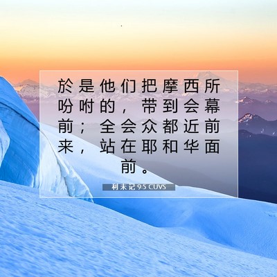 Picture 07 - 利 未 记 9:5 CUVS - 於 是 他 们 把 摩 西 所 吩 咐 的 ， - Bible Verse Picture