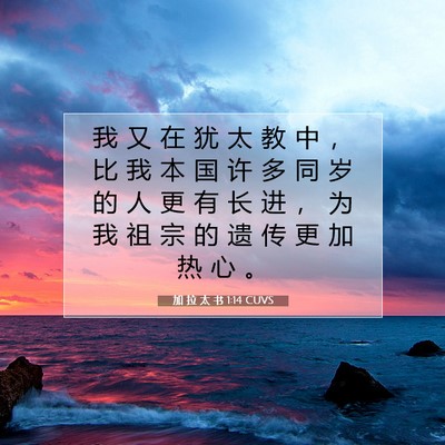 Picture 07 - 加 拉 太 书 1:14 CUVS - 我 又 在 犹 太 教 中 ， 比 我 本 国 - Bible Verse Picture