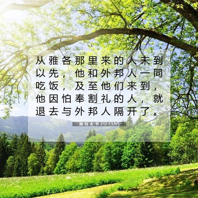 Picture 07 - 加 拉 太 书 2:12 CUVS - 从 雅 各 那 里 来 的 人 未 到 以 先 - Bible Verse Picture