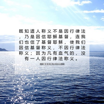 Picture 07 - 加 拉 太 书 2:16 CUVS - 既 知 道 人 称 义 不 是 因 行 律 法 - Bible Verse Picture