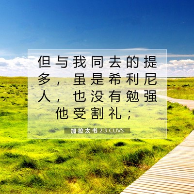 Picture 07 - 加 拉 太 书 2:3 CUVS - 但 与 我 同 去 的 提 多 ， 虽 是 希 - Bible Verse Picture