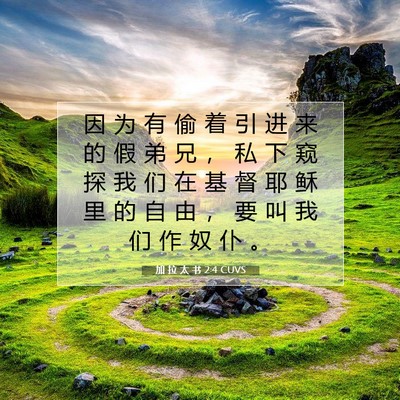 Picture 07 - 加 拉 太 书 2:4 CUVS - 因 为 有 偷 着 引 进 来 的 假 弟 兄 - Bible Verse Picture
