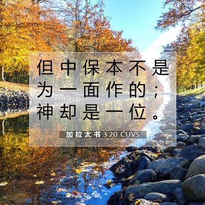 Picture 07 - 加 拉 太 书 3:20 CUVS - 但 中 保 本 不 是 为 一 面 作 的 ； - Bible Verse Picture