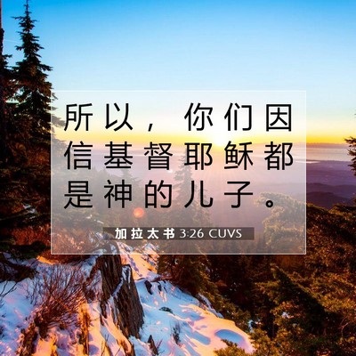 Picture 07 - 加 拉 太 书 3:26 CUVS - 所 以 ， 你 们 因 信 基 督 耶 稣 都 - Bible Verse Picture