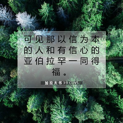 Picture 07 - 加 拉 太 书 3:9 CUVS - 可 见 那 以 信 为 本 的 人 和 有 信 - Bible Verse Picture
