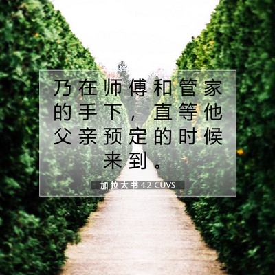 Picture 07 - 加 拉 太 书 4:2 CUVS - 乃 在 师 傅 和 管 家 的 手 下 ， 直 - Bible Verse Picture