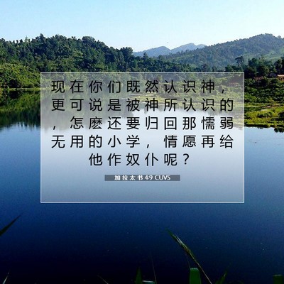 Picture 07 - 加 拉 太 书 4:9 CUVS - 现 在 你 们 既 然 认 识 神 ， 更 可 - Bible Verse Picture