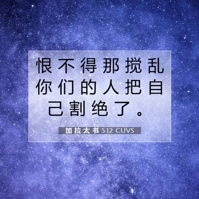 Picture 07 - 加 拉 太 书 5:12 CUVS - 恨 不 得 那 搅 乱 你 们 的 人 把 自 - Bible Verse Picture