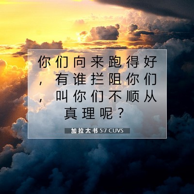 Picture 07 - 加 拉 太 书 5:7 CUVS - 你 们 向 来 跑 得 好 ， 有 谁 拦 阻 - Bible Verse Picture