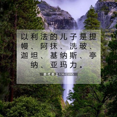 Picture 07 - 历 代 志 上 1:36 CUVS - 以 利 法 的 儿 子 是 提 幔 、 阿 抹 - Bible Verse Picture