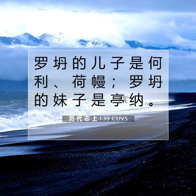 Picture 07 - 历 代 志 上 1:39 CUVS - 罗 坍 的 儿 子 是 何 利 、 荷 幔 ； - Bible Verse Picture