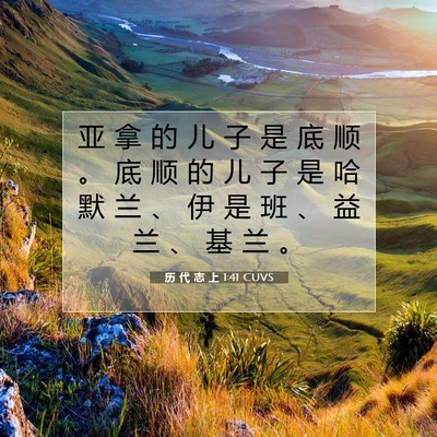 Picture 07 - 历 代 志 上 1:41 CUVS - 亚 拿 的 儿 子 是 底 顺 。 底 顺 的 - Bible Verse Picture