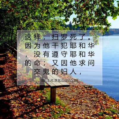 Picture 07 - 历 代 志 上 10:13 CUVS - 这 样 ， 扫 罗 死 了 。 因 为 他 干 - Bible Verse Picture