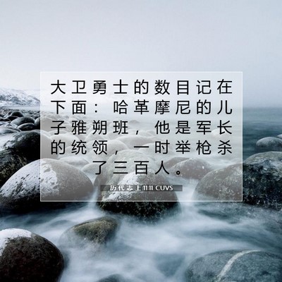 Picture 07 - 历 代 志 上 11:11 CUVS - 大 卫 勇 士 的 数 目 记 在 下 面 ： - Bible Verse Picture