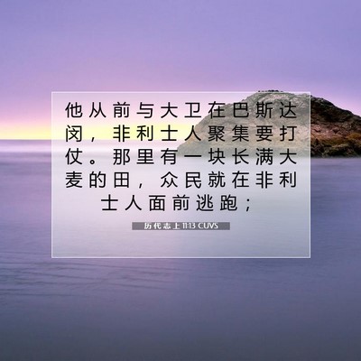 Picture 07 - 历 代 志 上 11:13 CUVS - 他 从 前 与 大 卫 在 巴 斯 达 闵 ， - Bible Verse Picture