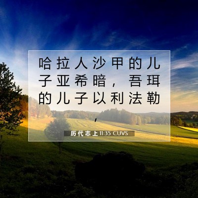 Picture 07 - 历 代 志 上 11:35 CUVS - 哈 拉 人 沙 甲 的 儿 子 亚 希 暗 ， - Bible Verse Picture