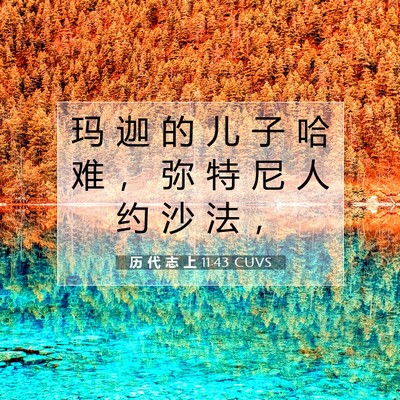 Picture 07 - 历 代 志 上 11:43 CUVS - 玛 迦 的 儿 子 哈 难 ， 弥 特 尼 人 - Bible Verse Picture