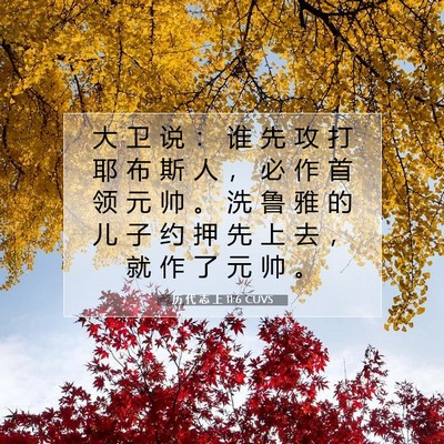 Picture 07 - 历 代 志 上 11:6 CUVS - 大 卫 说 ： 谁 先 攻 打 耶 布 斯 人 - Bible Verse Picture