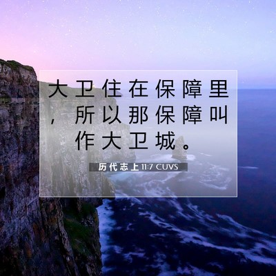 Picture 07 - 历 代 志 上 11:7 CUVS - 大 卫 住 在 保 障 里 ， 所 以 那 保 - Bible Verse Picture