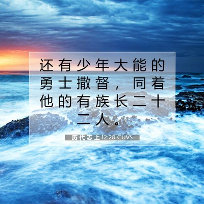 Picture 07 - 历 代 志 上 12:28 CUVS - 还 有 少 年 大 能 的 勇 士 撒 督 ， - Bible Verse Picture