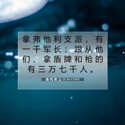 Picture 07 - 历 代 志 上 12:34 CUVS - 拿 弗 他 利 支 派 ， 有 一 千 军 长 - Bible Verse Picture