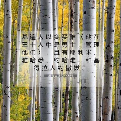 Picture 07 - 历 代 志 上 12:4 CUVS - 基 遍 人 以 实 买 雅 〈 他 在 三 十 - Bible Verse Picture