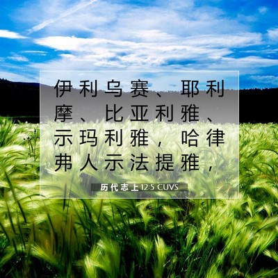 Picture 07 - 历 代 志 上 12:5 CUVS - 伊 利 乌 赛 、 耶 利 摩 、 比 亚 利 - Bible Verse Picture