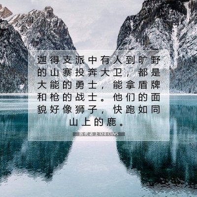 Picture 07 - 历 代 志 上 12:8 CUVS - 迦 得 支 派 中 有 人 到 旷 野 的 山 - Bible Verse Picture