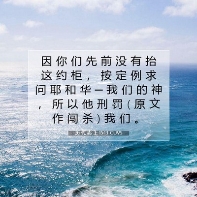 Picture 07 - 历 代 志 上 15:13 CUVS - 因 你 们 先 前 没 有 抬 这 约 柜 ， - Bible Verse Picture
