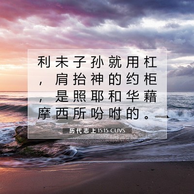 Picture 07 - 历 代 志 上 15:15 CUVS - 利 未 子 孙 就 用 杠 ， 肩 抬 神 的 - Bible Verse Picture